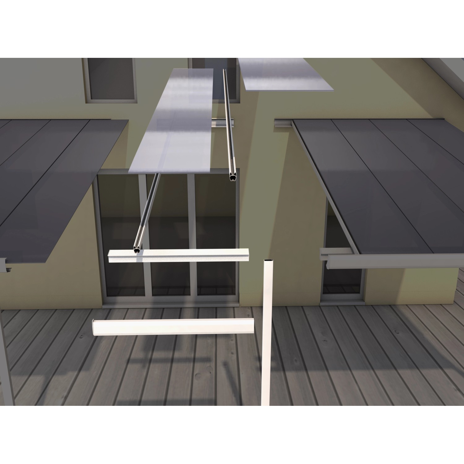 Terrassenüberdachung Erweiterungsmodul B: 120 cm x T: 306 cm Weiß von Gutta