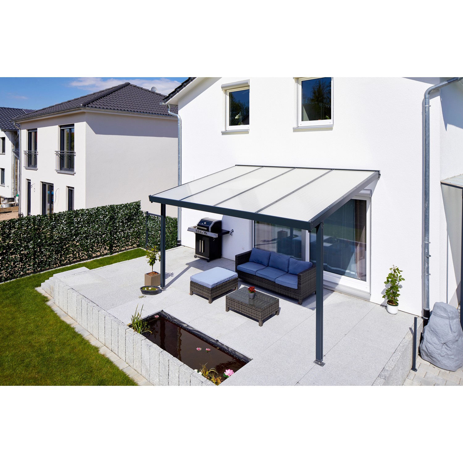 Terrassenüberdachung Premium (BxT) 410 cm x 306 cm Anthrazit Acryl Klima Blue von Gutta