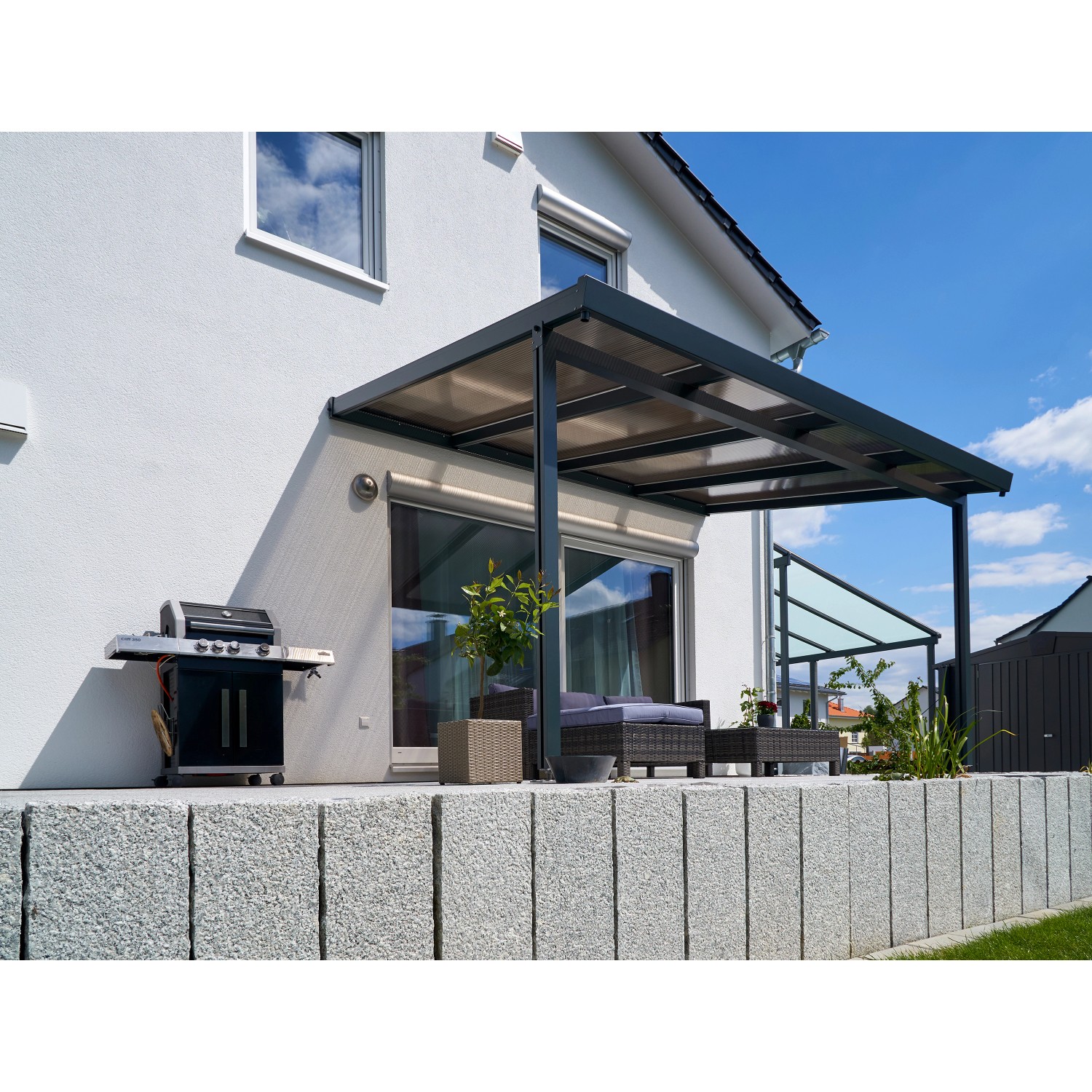 Terrassenüberdachung Premium (BxT) 410 cm x 306 cm Anthrazit Polycarbonat Bronce von Gutta