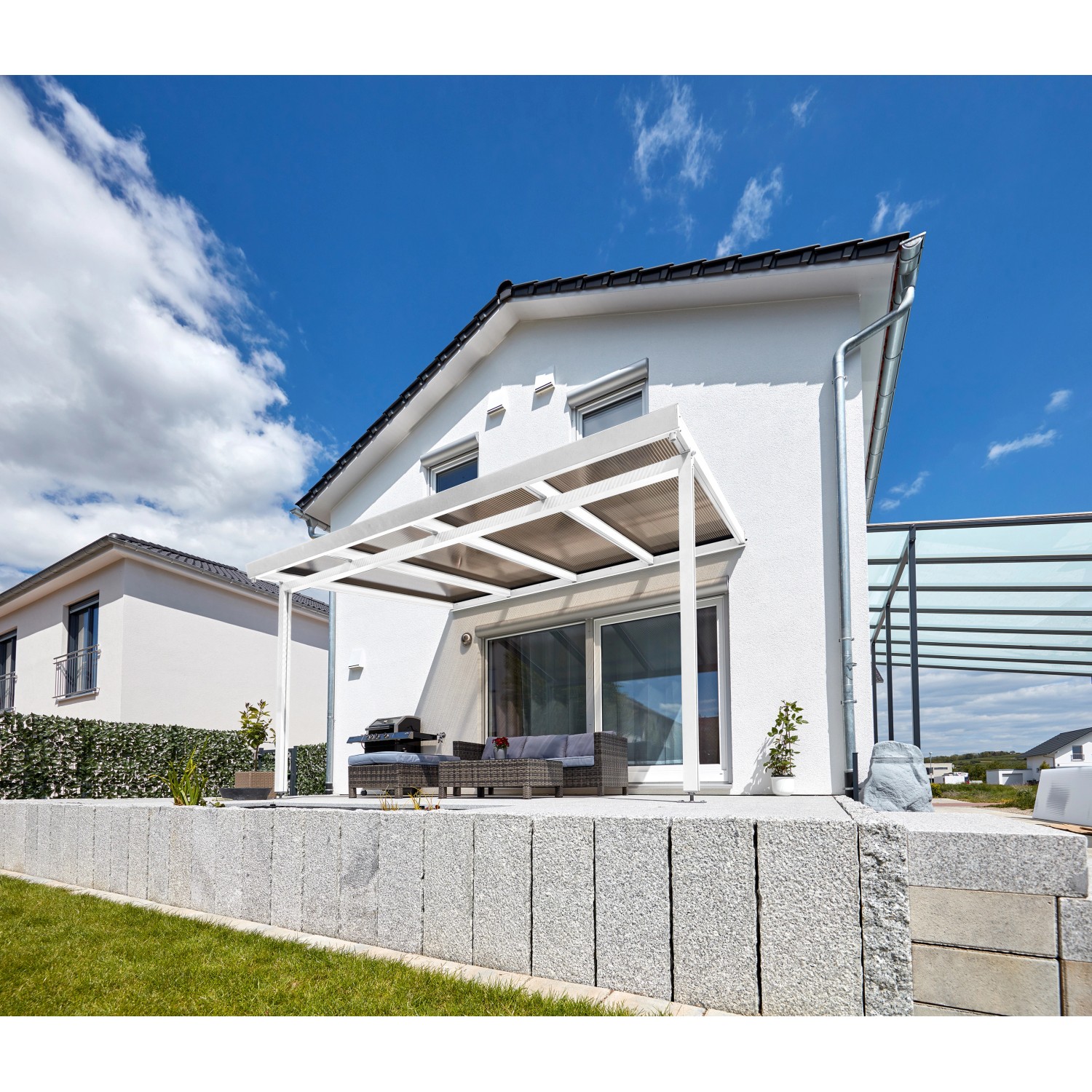 Terrassenüberdachung Premium (BxT) 410 cm x 306 cm Weiß Polycarbonat Bronce von Gutta