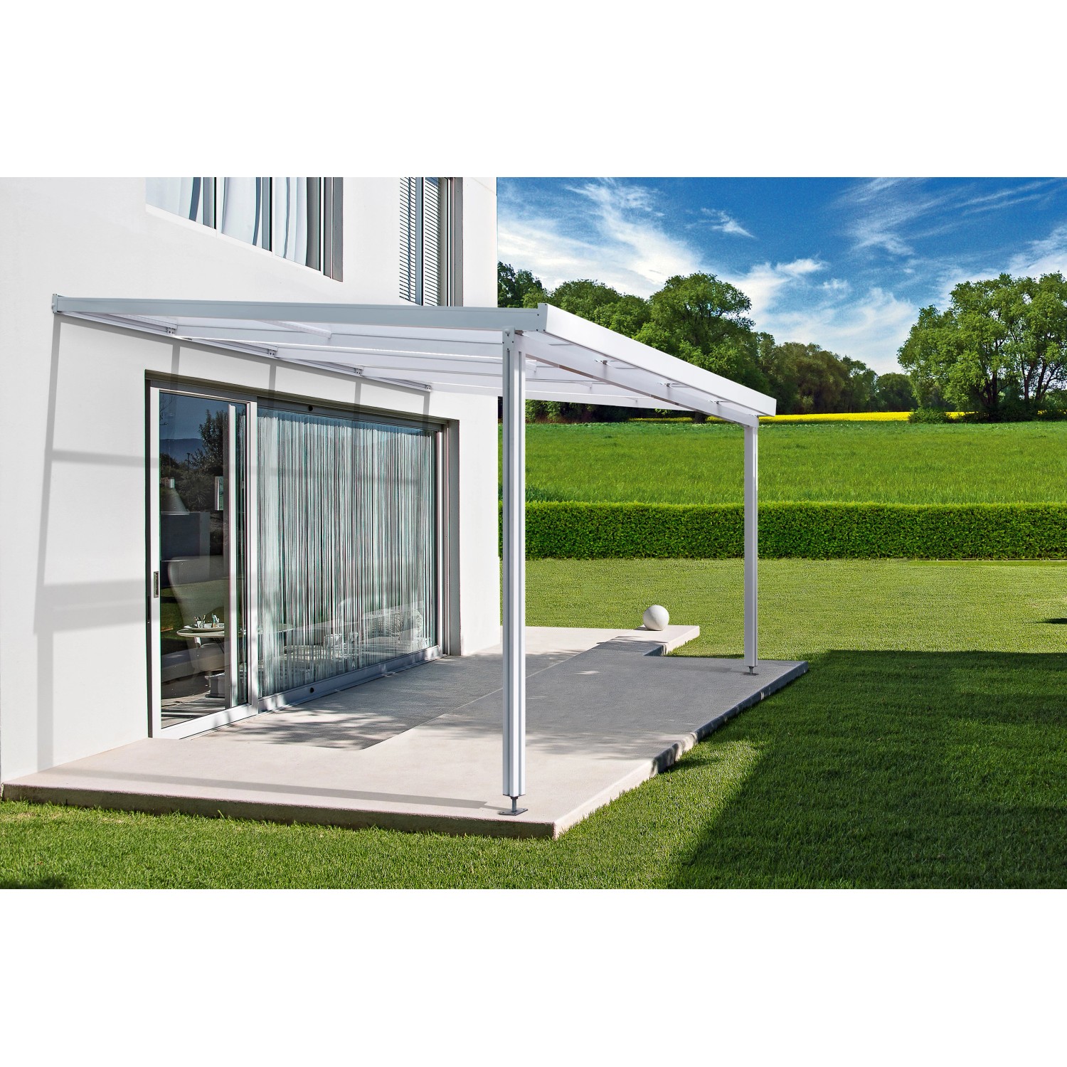 Terrassenüberdachung Premium (BxT) 410 cm x 406 cm Weiß Polycarbonat Klar von Gutta