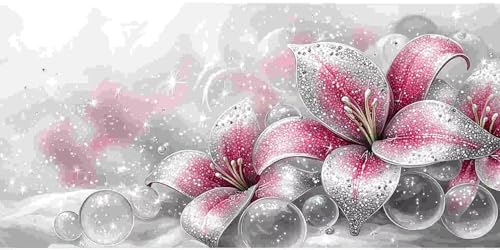 Diamond Painting Erwachsene Groß 40x80 cm, 5D Diamant Painting Bilder Lilien, DIY Diamant Malerei Basteln Erwachsene Kinder Set für Wohnzimmer Schlafzimmer Wand Dekoration, Geschenke für Mädchen x-22 von Guuogxan