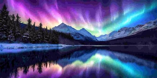 Diamond Painting Erwachsene Groß xxl 35x70 cm, 5D Diamant Painting Bilder Nordlicht, DIY Diamant Malerei Basteln Erwachsene Set für Wohnzimmer Schlafzimmer Wand Dekoration, Geschenke für Mädchen x-31 von Guuogxan