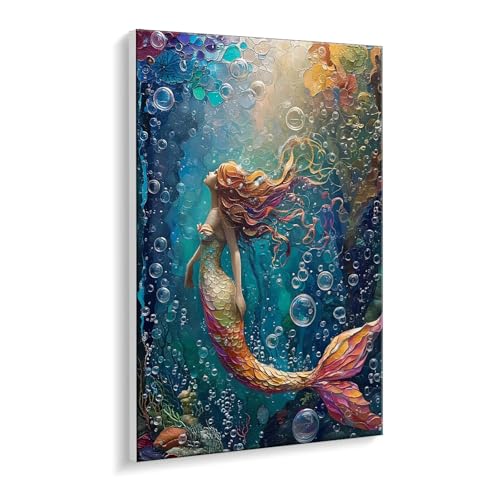 Malen Nach Zahlen Erwachsene, Meerjungfrau Bastelset GemäLde,Kreativ Set für Erwachsene Anfänger, DIY GemäLde Kit mit Pinsel und Acrylfarbe Als Geschenk für Wanddeko, Ohne Rahmen 60 x 80 cm u-449 von Guuogxan