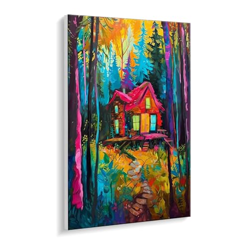 Malen Nach Zahlen Erwachsene, Wald Häuser Bastelset GemäLde,Kreativ Set für Erwachsene Anfänger, DIY GemäLde Kit mit Pinsel und Acrylfarbe Als Geschenk für Wanddeko, Ohne Rahmen 30 x 40 cm u-555 von Guuogxan