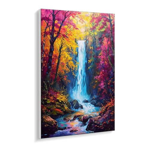 Malen Nach Zahlen Erwachsene, Wasserfall Aussicht Bastelset GemäLde,Kreativ Set für Erwachsene Anfänger, DIY GemäLde Kit mit Pinsel und Acrylfarbe Als für Wanddeko, Ohne Rahmen 30 x 40 cm u-515 von Guuogxan
