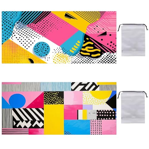 Strandtuch XXL 2er Set 100 x 200 cm, Groß Schnelltrocknendes Mikrofaser Handtuch, Sandfrei Badetuch, Summer Must Haves, für Damen Herren Reise Urlaub Schwimmen Sauna, mit Tasche (Farbe) B-912 von Guuogxan