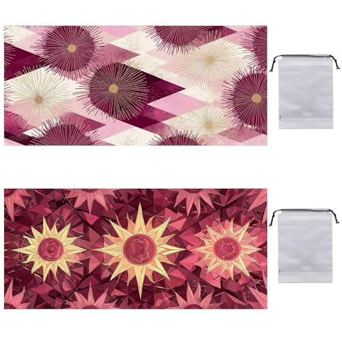 Strandtuch XXL 2er Set 100 x 200 cm, Groß Schnelltrocknendes Mikrofaser Handtuch, Sandfrei Badetuch, Summer Must Haves, für Damen Herren Reise Urlaub Schwimmen Sauna, mit Tasche (Sonne) B-742 von Guuogxan