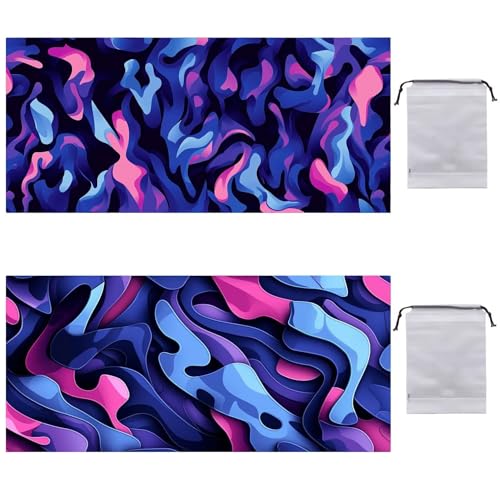 Strandtuch XXL 2er Set 220 x 100 cm, Groß Schnelltrocknendes Mikrofaser Handtuch, Sandfrei Badetuch, Summer Must Haves, für Damen Herren Reise Urlaub Sauna, mit Tasche (Verkleidung Abstraktion) B-631 von Guuogxan