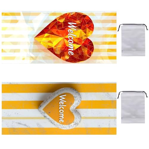 Strandtuch XXL 2er Set 220 x 100 cm, Groß Schnelltrocknendes Mikrofaser Handtuch, Sandfrei Badetuch, Summer Must Haves, für Damen Herren Reise Urlaub Schwimmen Sauna, mit Tasche (Liebe) B-899 von Guuogxan