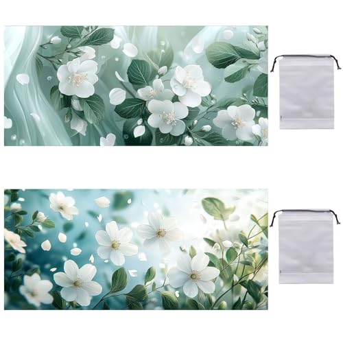 Strandtuch XXL 2er Set 60 x 120 cm, Groß Schnelltrocknendes Mikrofaser Handtuch, Sandfrei Badetuch, Summer Must Haves, für Damen Herren Reise Urlaub Schwimmen Sauna, mit Tasche (Bergtee Blumen) B-699 von Guuogxan
