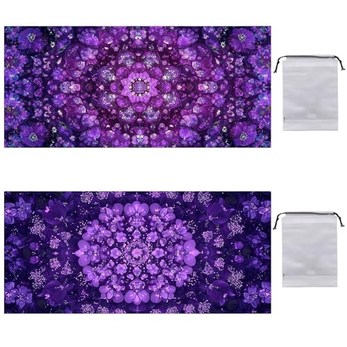 Strandtuch XXL 2er Set 60 x 120 cm, Groß Schnelltrocknendes Mikrofaser Handtuch, Sandfrei Badetuch, Summer Must Haves, für Damen Herren Reise Urlaub Schwimmen Sauna, mit Tasche (Farbe Mantelo) B-873 von Guuogxan