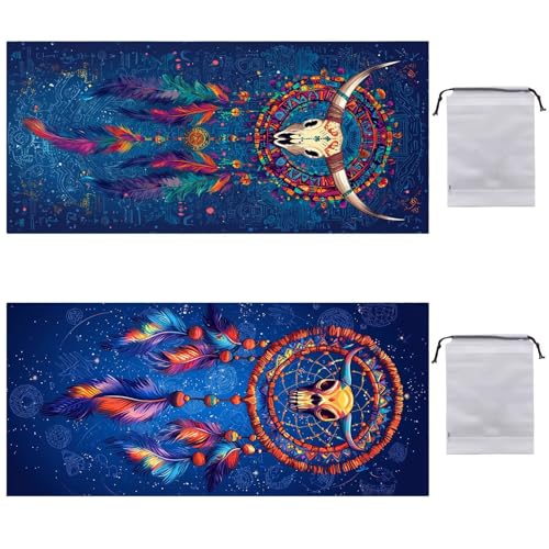 Strandtuch XXL 2er Set 60 x 120 cm, Groß Schnelltrocknendes Mikrofaser Handtuch, Sandfrei Badetuch, Summer Must Haves, für Damen Herren Reise Urlaub Schwimmen Sauna, mit Tasche (Traumennetz) B-937 von Guuogxan