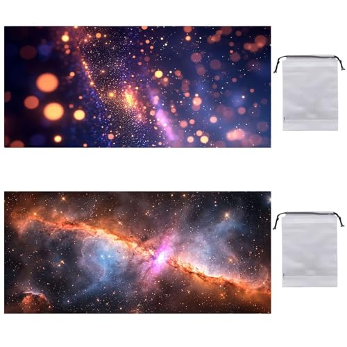 Strandtuch XXL 2er Set 70 x 140 cm, Groß Schnelltrocknendes Mikrofaser Handtuch, Sandfrei Badetuch, Summer Must Haves, für Damen Herren Reise Urlaub Schwimmen Sauna, mit Tasche (Sternenhimmel) B-776 von Guuogxan