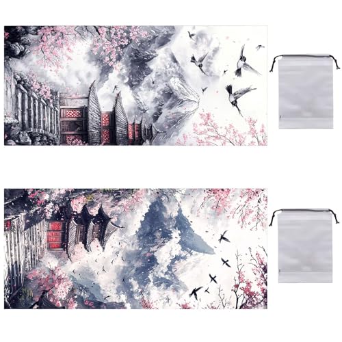 Strandtuch XXL 2er Set 90 x 180 cm, Groß Schnelltrocknendes Mikrofaser Handtuch, Sandfrei Badetuch, Summer Must Haves, für Damen Herren Reise Urlaub Schwimmen Sauna, mit Tasche (Dachboden Blick) B-881 von Guuogxan