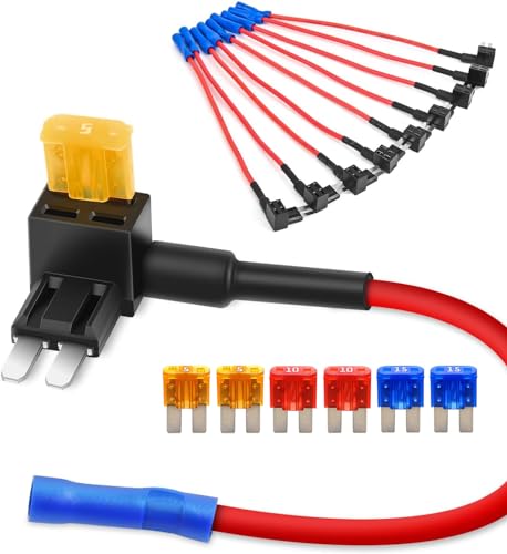 GUUZI 10 Stück 12–24 V Micro 2 Auto Add-a-Circuit Fuse TAP Adapter Micro 2 APT ATR Flachsicherungsset für Autos LKW Boote mit 5/10/15 Ampere Sicherung von Guuzi