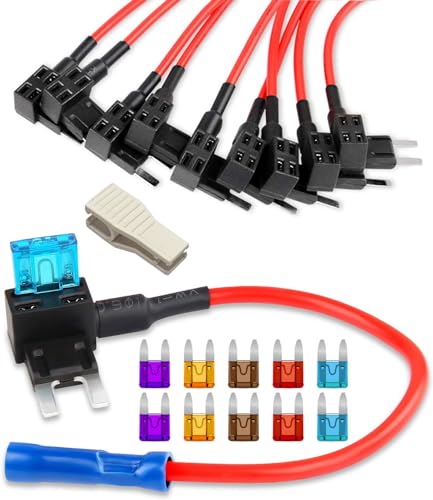 GUUZI 10 Stück 12–24 V Mini-Auto-Add-a-Circuit-Sicherungshahn-Adapter, Mini-APM-ATM-Flachsicherungsset für Autos, LKWs, Boote mit 3/5/7,5/10/15 Ampere-Sicherung GUUZI 10 Stück 12–24 V Mini-Auto-Add-a-Circuit-Sicherungshahn-Adapter, Mini-APM-ATM-Flachsicherungsset für Autos, LKWs, Boote mit 3/5/7,5/10/15 Ampere-Sicherung von Guuzi