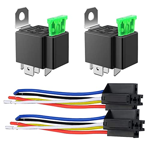 GUUZI 2 Pack 30 A Sicherungsrelais Pkw LKW Steckdosen Kit – 30 A ATO/ATC Schalter Kabelbaum Set – 12 V DC 5-Pin SPDT Automotive 14 AWG Drähte von Guuzi