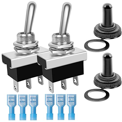 GUUZI 2 Stück Kippschalter 12-24V 25A SPDT EIN-AUS-EIN 3Pin 3 Position mit Wasserdichter Abdeckkappe für Auto, LKW, Schiff GUUZI 2 Stück Kippschalter 12-24V 25A SPDT EIN-AUS-EIN 3Pin 3 Position mit Wasserdichter Abdeckkappe für Auto, LKW, Schiff von Guuzi