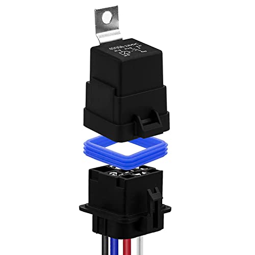 GUUZI 30/40 AMP 12V DC Wasserdichtes Relais mit Kabelbaum, 4-pin SPST Kfz Relais, Strapazierfähige 14 AWG Verzinnte Kupferdrähte, für PKW, LKW, Van, Motorrad, Boot von Guuzi
