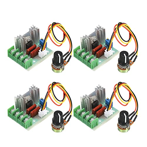 GUUZI 4pcs 2000W AC Motor Drehzahlregler mit Kabelgebundenem Modul Dimmer Drehzahlregler,110-220V 25A Einstellbarer Spannungsregler zum Einstellen des Dimmens von Guuzi