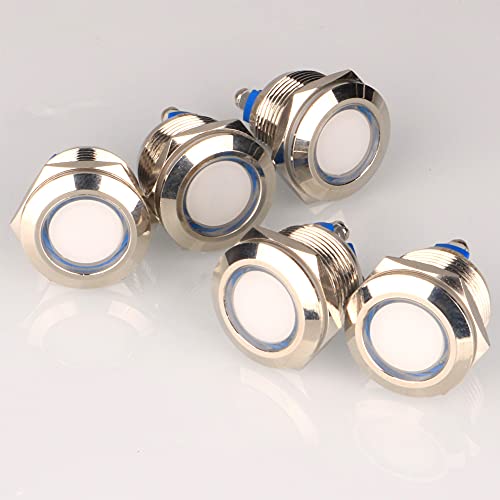 GUUZI 5pcs 12V-24V 19mm LED Metall Kontrollleuchte wasserdichte Signallampe mit Draht(Weiß) von Guuzi