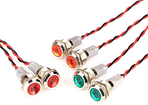 GUUZI 6pcs 220V-230V 12mm LED Panel Pilot Dash Warnlicht Kontrollleuchte Lampe Pilot Dash Glühbirnen Richtungs (Rot/Gelb/Grün) von Guuzi