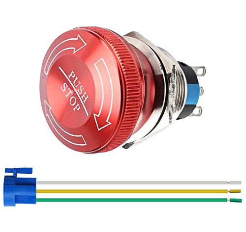 GUUZI Pilz Drucktastenschalter Not Aus Aus Metall 22 mm Befestigungsloch, 1NO1NC mit Stop Schild von Guuzi