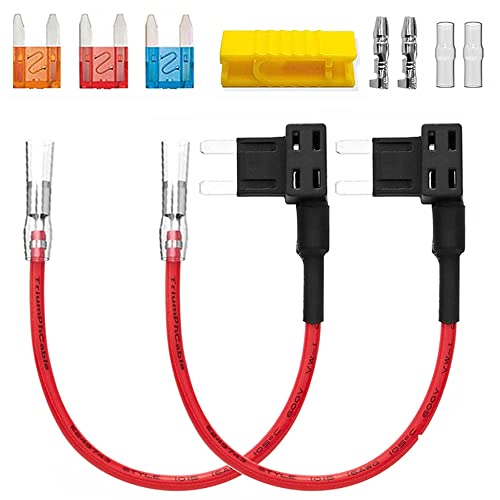 Guuzi 2 Stück 12V-24V ACS Kleiner Add-A-Circuit Sicherungsadapter mit Kabelbaum,Kleiner Sicherungshalter mit 3 Stück Ersatzsicherungen (5A/10A/15A) + Anschlussstecker von Guuzi