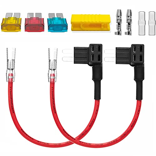 Guuzi 2 Stück 12V-24V Micro 2 Add-A-Circuit Sicherungsadapter mit Kabelbaum, Micro 2 Sicherungshalter mit 3 Stück Ersatzsicherungen (5A/10A/15A) + Anschlussstecker von Guuzi