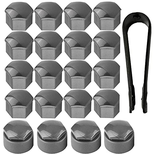 Guuzi 20 Stück 17mm Mutter Auto Rad Auto Nabe Schraubenschutz Anti-Diebstahl-Abdeckkappen (Grau) (16 Stück Radschraubenabdeckung + 4 Stück runde Anti-Diebstahl-Radschraubenabdeckung) von Guuzi