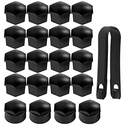 Guuzi 20 Stück 17mm Schwarz Mutter Auto Rad Auto Nabe Schraubenschutz Diebstahlschutz Abdeckkappe(16 Stück Radschraubenabdeckung + 4 Stück runde Anti-Diebstahl Radschraubenabdeckung) von Guuzi