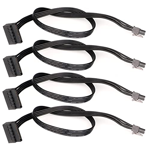 GUUZI 4pcs SATA Stromkabel SATA 15-Pin auf 4-Pin PCI Express Karte Stromkabel Adapter 40cm 90 Grad Rechtwinklig von Guuzi