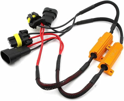 Guuzi 9005 HB3 H10/9006 HB4 9012 Scheinwerfer Fern-/Abblendlicht Nebelscheinwerferbirnen LED-Widerstandssatz Relaiskabelbaumadapter Anti-Flimmer-Fehler-Decoder Warnunterdrücker (2er-Pack) von Guuzi
