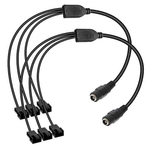 Guuzi DC auf 4-poligen/3-poligen PC-Lüfter, DC 5,5 mm x 2,1 mm Buchse auf 3-poligen 3/4-poligen Stecker für PC-Gehäuselüfter, Stromkonverterkabel für Stromversorgung an 12-V-PC-Lüfter (2er-Pack) Guuzi DC auf 4-poligen/3-poligen PC-Lüfter, DC 5,5 mm x 2,1 mm Buchse auf 3-poligen 3/4-poligen Stecker für PC-Gehäuselüfter, Stromkonverterkabel für Stromversorgung an 12-V-PC-Lüfter (2er-Pack) von Guuzi