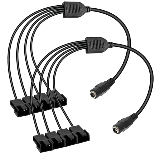 Guuzi DC auf 4-poligen/3-poligen PC-Lüfter, DC 5,5 mm x 2,1 mm Buchse auf 4-poligen 3/4-poligen Stecker für PC-Gehäuselüfter, Stromkonverterkabel für Stromversorgung an 12-V-PC-Lüfter (2er-Pack) Guuzi DC auf 4-poligen/3-poligen PC-Lüfter, DC 5,5 mm x 2,1 mm Buchse auf 4-poligen 3/4-poligen Stecker für PC-Gehäuselüfter, Stromkonverterkabel für Stromversorgung an 12-V-PC-Lüfter (2er-Pack) von Guuzi