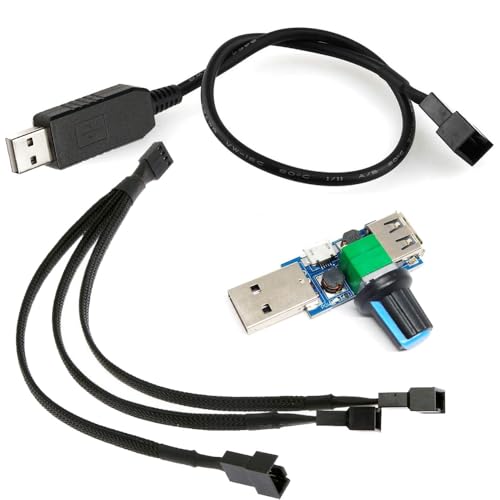 Guuzi Full Speed 12V Step-Up USB-Stecker auf 4-poligen/3-poligen Stecker PC-Lüfter-Anschlusskabel mit Regler und 3-Wege-PWM-Lüfter-Splitterkabel Guuzi Full Speed 12V Step-Up USB-Stecker auf 4-poligen/3-poligen Stecker PC-Lüfter-Anschlusskabel mit Regler und 3-Wege-PWM-Lüfter-Splitterkabel von Guuzi