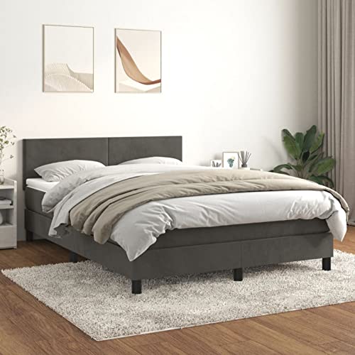 GuyAna Boxspringbett mit Matratze Dunkelgrau 140x200 cm Bett Boxspringbett Bett Mit Matratze Bettgestel Boxspringbetten Samt 3141186 von GuyAna