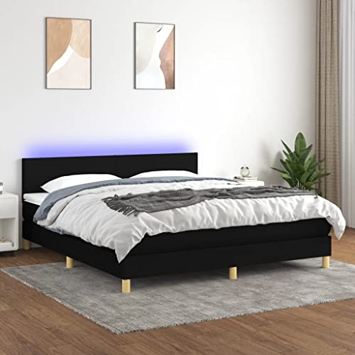 GuyAna Boxspringbett mit Matratze & LED Schwarz 180x200 cm Boxspringbetten Bett Boxspringbett Bett Mit Matratze Boxspringbett Mit Matratze Stoff 3133575 von GuyAna