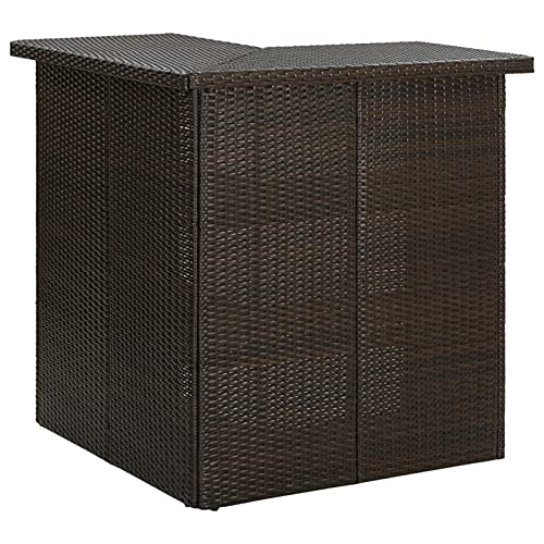 GuyAna Eck-Bartisch Braun 100x50x105 cm Poly Rattan Kiefer Bartisch Bistrotisch Bartisch KüChe von GuyAna