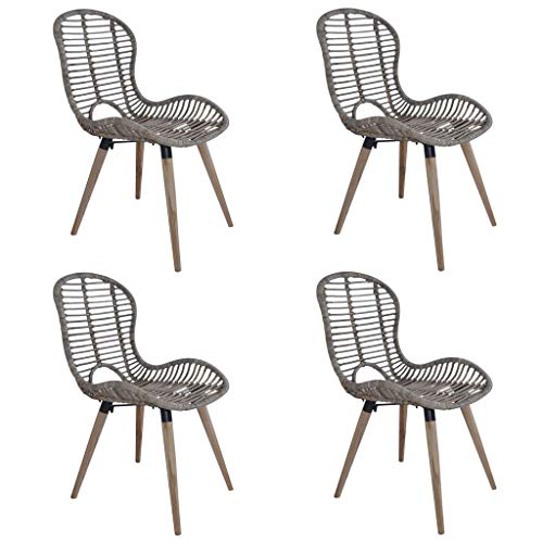 GuyAna Esszimmerstühle 4 STK. Braun Natürliches Rattan Esszimmerstuhl Stuhl Esszimmer 4er Set Stuhlsets Krzesla Do Jadalni EsszimmerstüHle von GuyAna