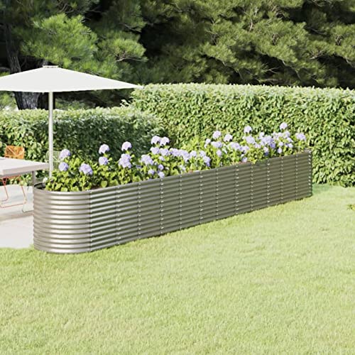 GuyAna Hochbeet Pulverbeschichteter Stahl 512x80x68 cm Silbern Raised Garden Bed Hochbeet Metall Hochbeete FüR Garten Plant Bed von GuyAna