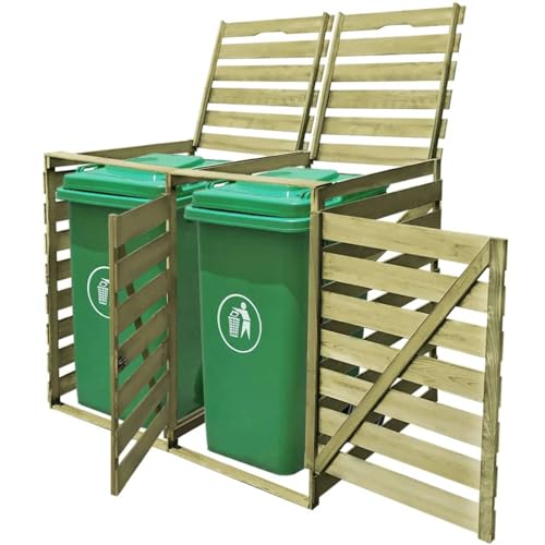 GuyAna Mülltonnenbox für 2 Tonnen 240 L Imprägniertes Holz wasserdichte Gartenbox Outdoor Storage GuyAna Mülltonnenbox für 2 Tonnen 240 L Imprägniertes Holz wasserdichte Gartenbox Outdoor Storage von GuyAna