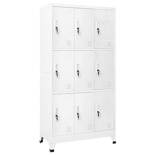 GuyAna Schließfachschrank mit 9 Fächern Stahl 90x45x180 cm Grau AbschließBarer Schrank von GuyAna