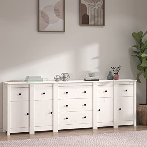 GuyAna Sideboard Weiß 230x35x80 cm Sideboard Wohnzimmer Flurschrank SchräNkchen MöBel SchräNke Sideboard Massivholz Kiefer von GuyAna