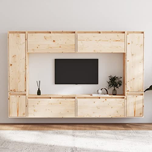 GuyAna TV-Schränke 8 STK. Massivholz Kiefer Wohnwand Wohnzimmer WohnwäNde TV Board HäNgend TV Sideboard von GuyAna