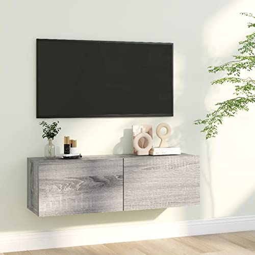 GuyAna TV-Wandschrank Grau Sonoma 100x30x30 cm Holzwerkstoff Wohnwand HäNgend TV Sideboard Lowboard HäNgend Board TV von GuyAna