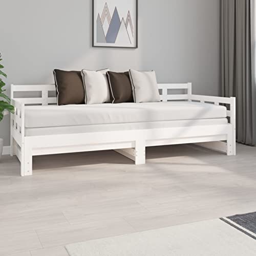 GuyAna Tagesbett Schlafcouch Klein Ausziehbar Weiß Massivholz Kiefer 2X(80x200) cm Sofa Wooden von GuyAna