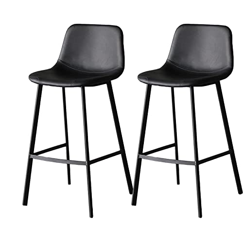 Guyifuny 2 Stück Barhocker aus Kunstleder, Frühstücksstuhl, Küchenthekenhocker, Kücheninselstuhl, 65/75 cm Sitzhöhe, schwarzes Kissen, 75 cm Sitzhöhe von Guyifuny