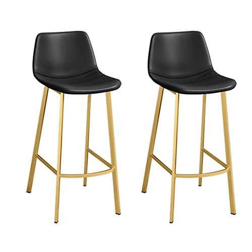 Guyifuny 2er-Set Barhocker aus Kunstleder, stilvoller Frühstücksbarstuhl mit Rückenlehne und goldenen Metallbeinen, Theke für Kneipe, Restaurant oder Zuhause, schwarzes Kissen, 75 cm Sitzhöhe Guyifuny 2er-Set Barhocker aus Kunstleder, stilvoller Frühstücksbarstuhl mit Rückenlehne und goldenen Metallbeinen, Theke für Kneipe, Restaurant oder Zuhause, schwarzes Kissen, 75 cm Sitzhöhe von Guyifuny